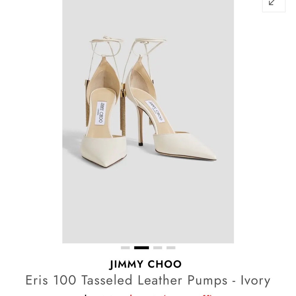 Jimmy Choo Ivory Pointed-Toe Tasseled Ankle-Tie Pumps